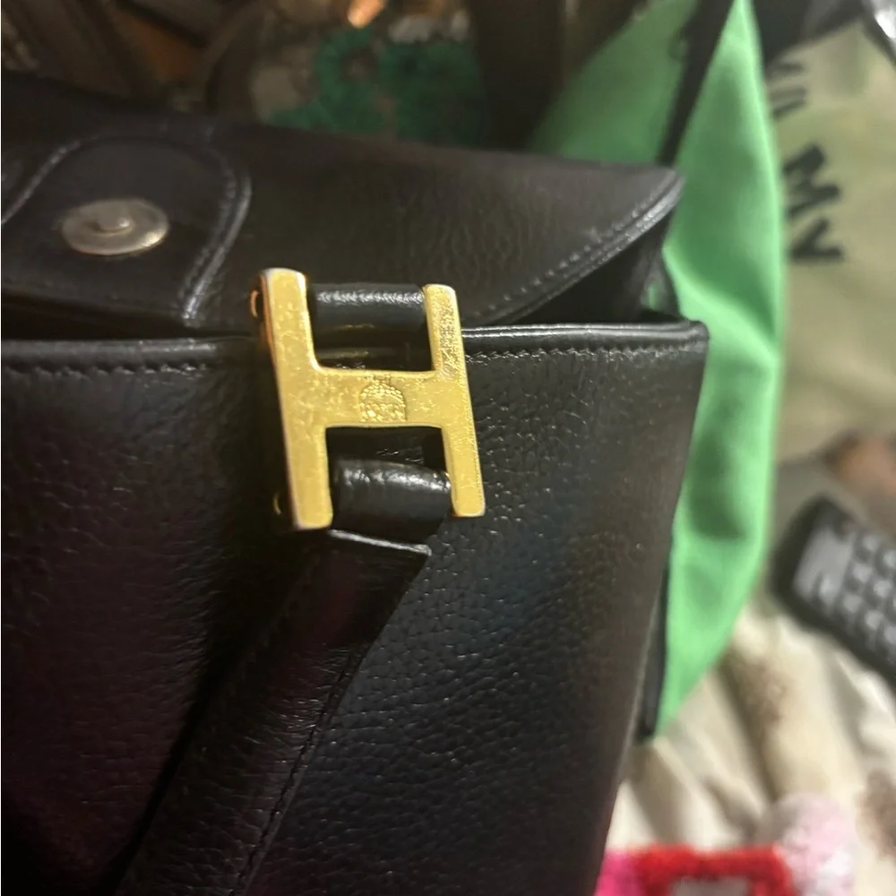 Elegant MCM Mini Black Leather Tote Handbag